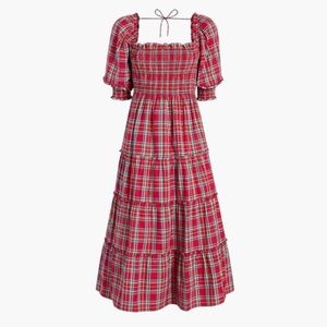 NWT Hill House Home Nap Dress Red Tartan Plaid Nesli Medium